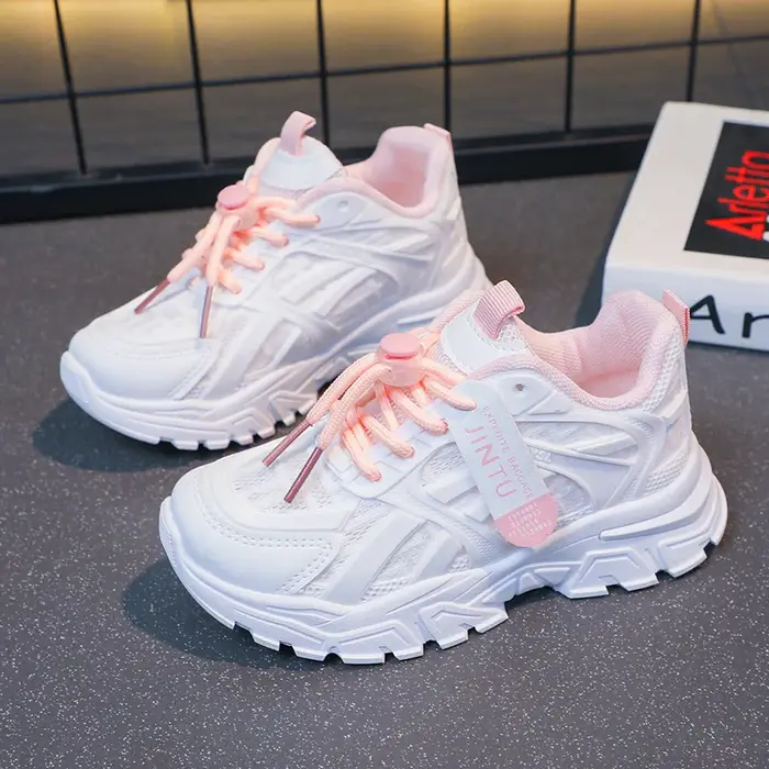 Filles réseau rouge papa chaussures 2024 printemps et automne nouvelle Version coréenne pour enfants résistant à