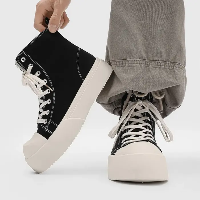 Plate-forme haut chaussures en toile pour hommes tendance grande tête décontracté