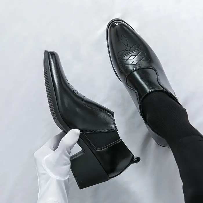 Chaussures habillées en cuir à talon épais de 6 cm pour hommes