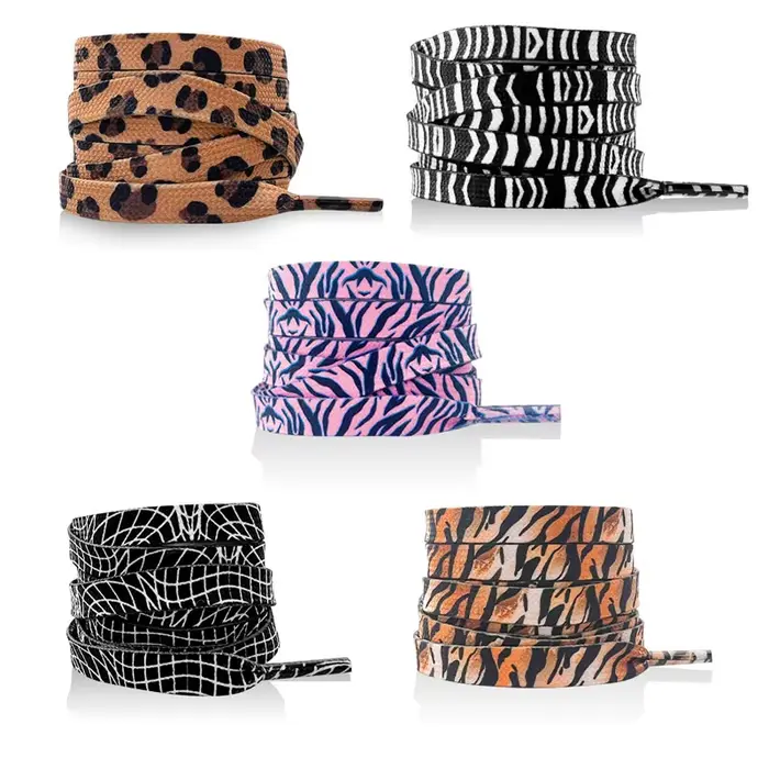 Lacets plats classiques pour baskets imprimé Animal léopard zèbre serpent lacets créatifs unisexe dé