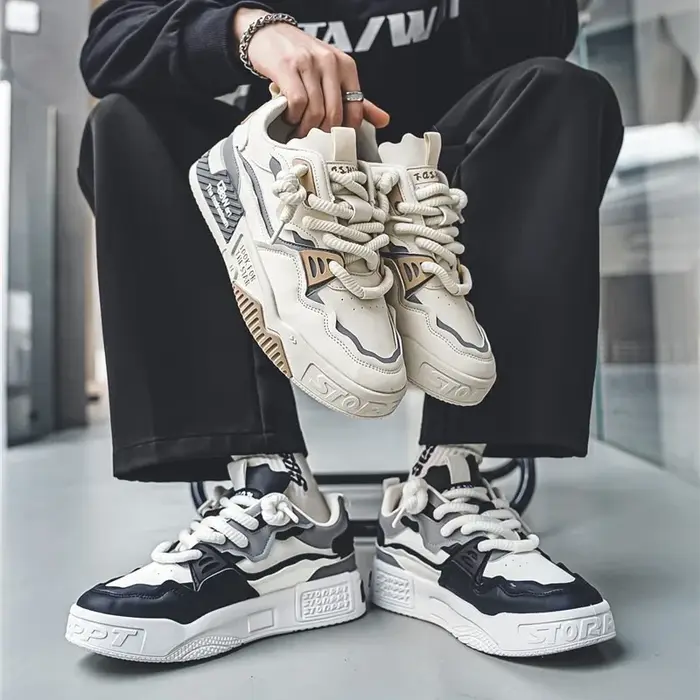 Chaussures de skate tendance pour hommes, baskets confortables et antidérapantes à lacets décontract