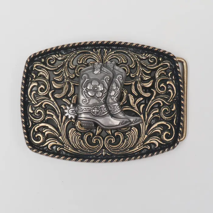 1 Boucle de ceinture de style occidental - Boucle de ceinture en cuir gravée en métal - Boucle de ce