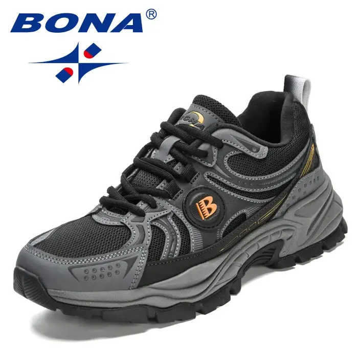 BONA nouveaux créateurs Action cuir maille chaussures de Jogging hommes respirant chaussures de cour
