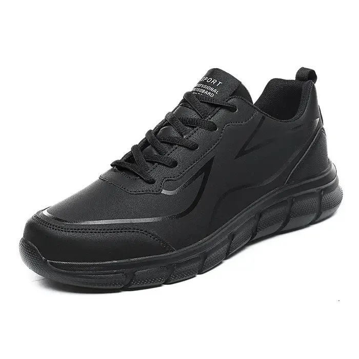 Chaussures de course noires en cuir imperméables