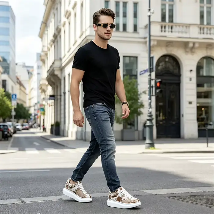 Baskets de luxe à plateforme pour homme