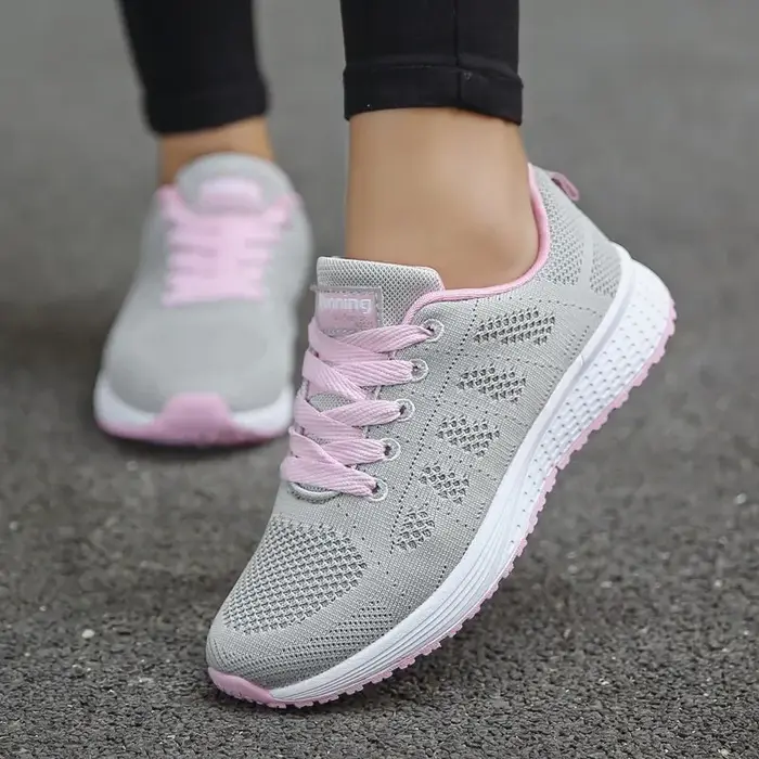 Femmes Chaussures Décontractées Mode Respirant Marche Maille FlatShoesSneakers Blanc Femme