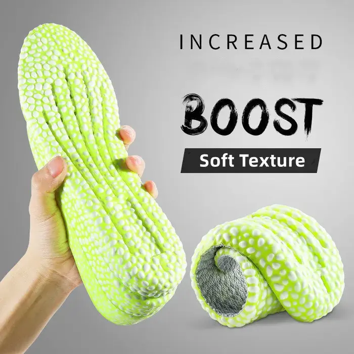 Semelle intérieure de course rehaussante pour chaussures, mousse de particules de riz pavées en PU, 