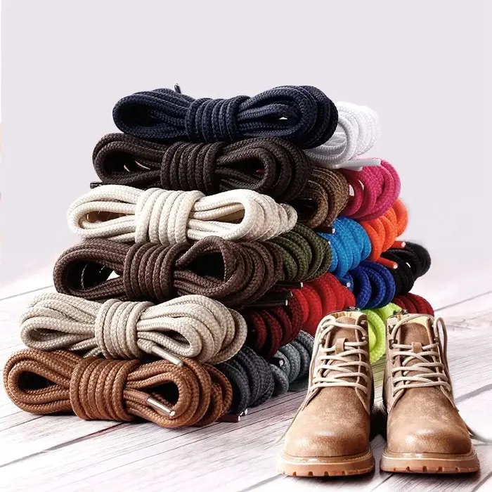 Lacets Lumineux Ronds en Polyester, Solide, Classique, Décontracté, Bottes de dehors, Baskets, Chaus