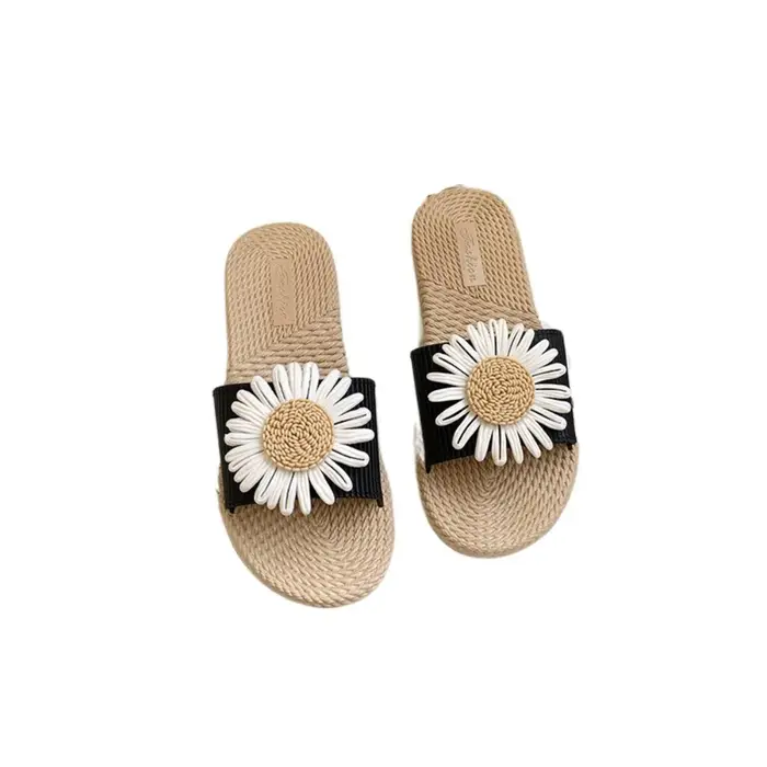 Sandales plates élégantes en PVC à fleurs, antidérapantes, style bohème, pour la plage, pour femmes,
