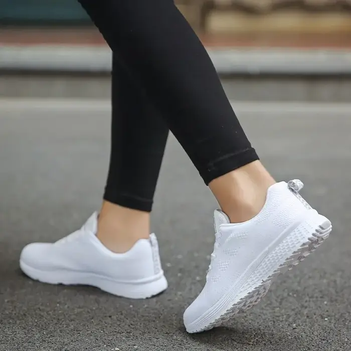 Femmes Chaussures Décontractées Mode Respirant Marche Maille FlatShoesSneakers Blanc Femme