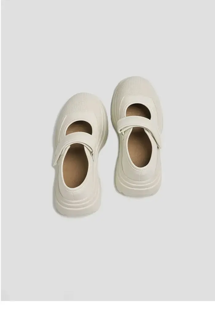 Chaussures de Ballet de sport Mary Jane rehaussantes à talon Thi pour femmes, décontractées, bout ro