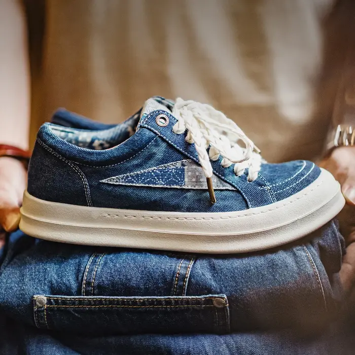 Chaussures de skate en toile tie-dye style Boro pour hommes Maden