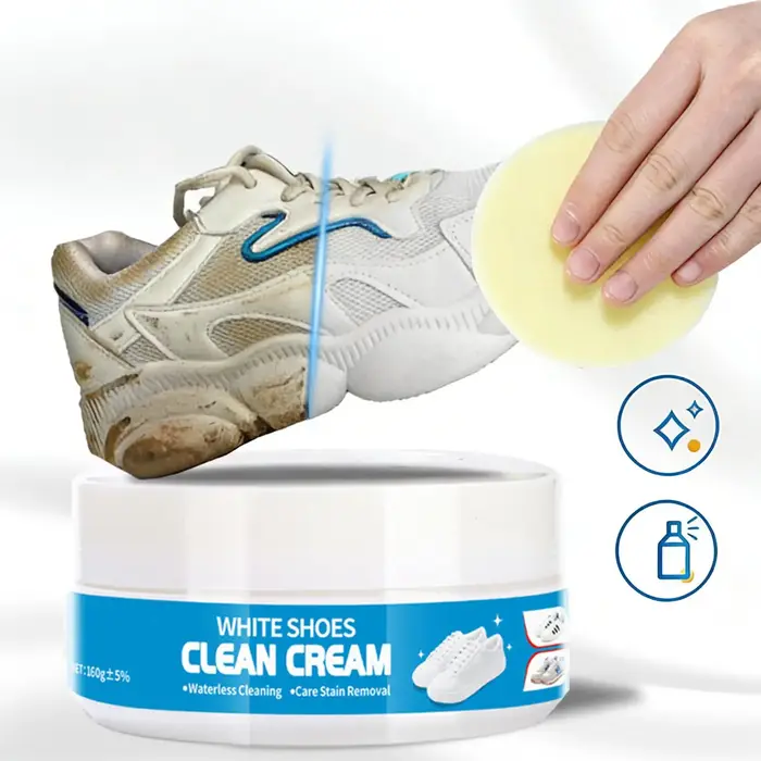 Crème nettoyante pour chaussures blanches avec éponge