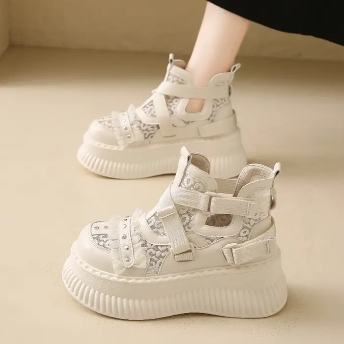 Baskets en dentelle à fond épais pour femmes