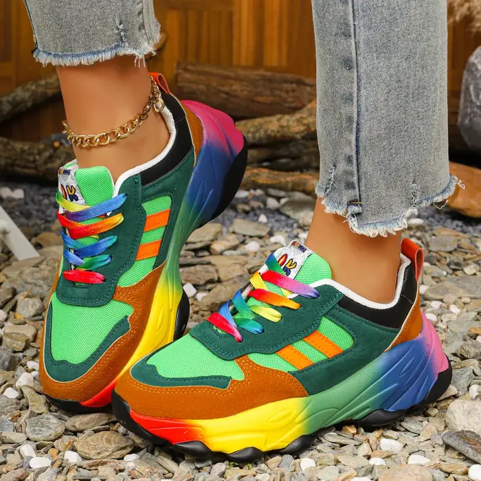 Femmes baskets De course mode coloré espadrilles décontractées femmes confort à lacets en plein air plate-forme chaussures pour femmes Zapatos De Mujer