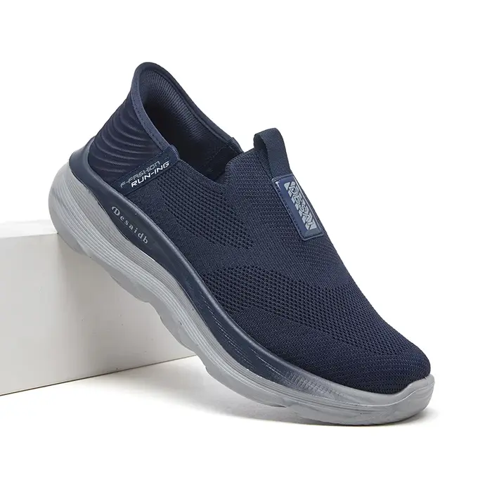 Chaussures de marche à enfiler pour hommes, plateforme en maille, bout rond, légères, respirantes, a