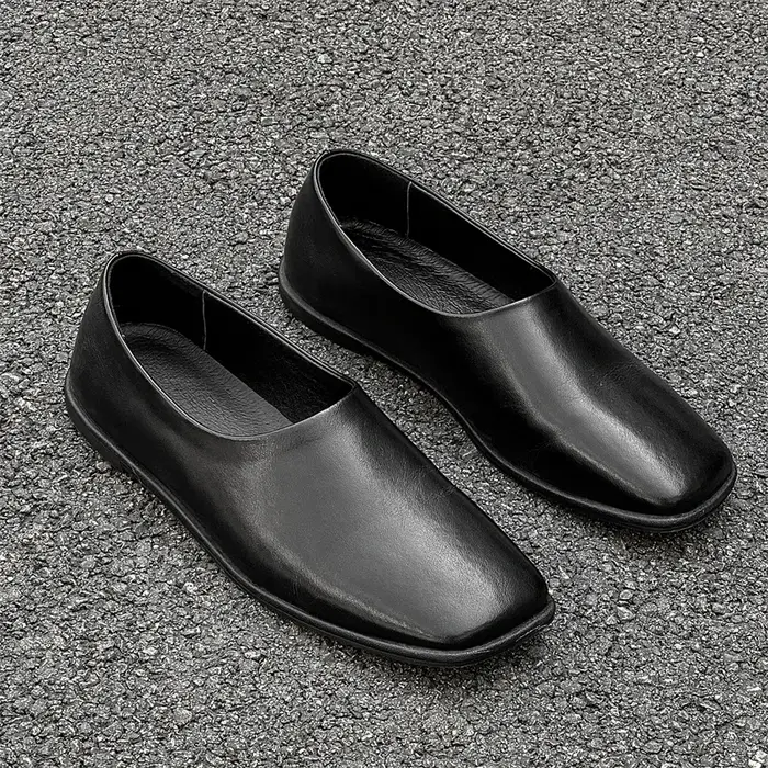 Chaussures de bureau en cuir véritable à fond souple pour hommes