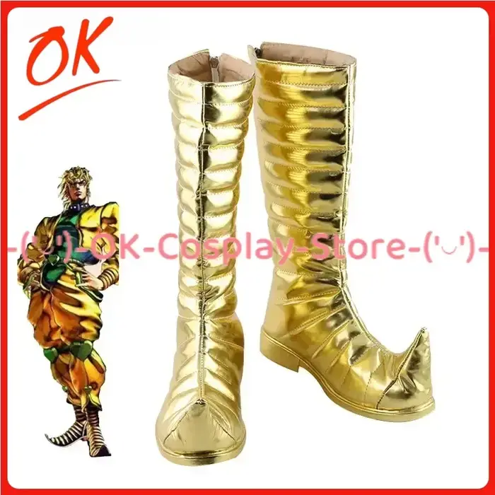 [Personnalisé] JoJo's Bizarre Adventure Dio Brando Cosplay chaussures Anime jeu de rôle accessoire de déguisement Halloween fête bottes en cuir PU