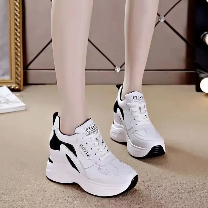 Chaussures vulcanisées pour femmes, nouvelles chaussures à semelles compensées à lacets, espadrilles décontractées, antidérapantes, chaussures De sport à semelles épaisses, Tenis De Mujer