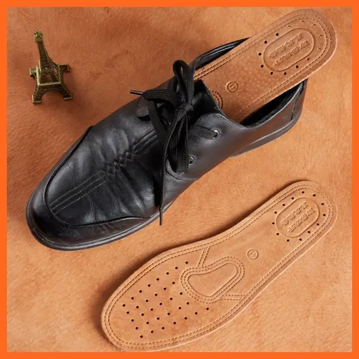 1 paire de semelles intérieures en cuir de vache pour chaussures hommes déodorant confortable semelle intérieure en cuir décontracté pieds qualité en cuir véritable chaussures plates semelle