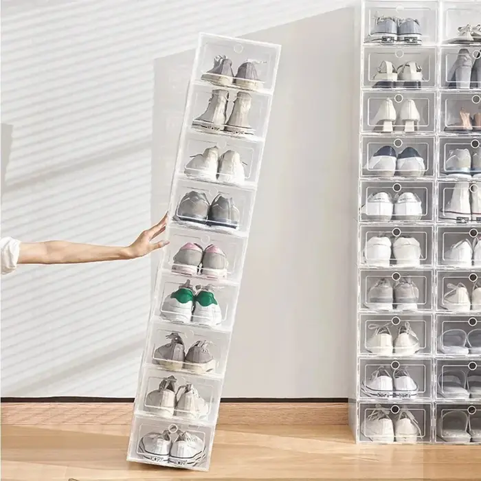Boîtes à chaussures transparentes empilables
