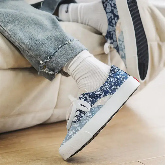 Filles bleu fleur toile baskets femme décontracté à lacets Tenis école étudiant