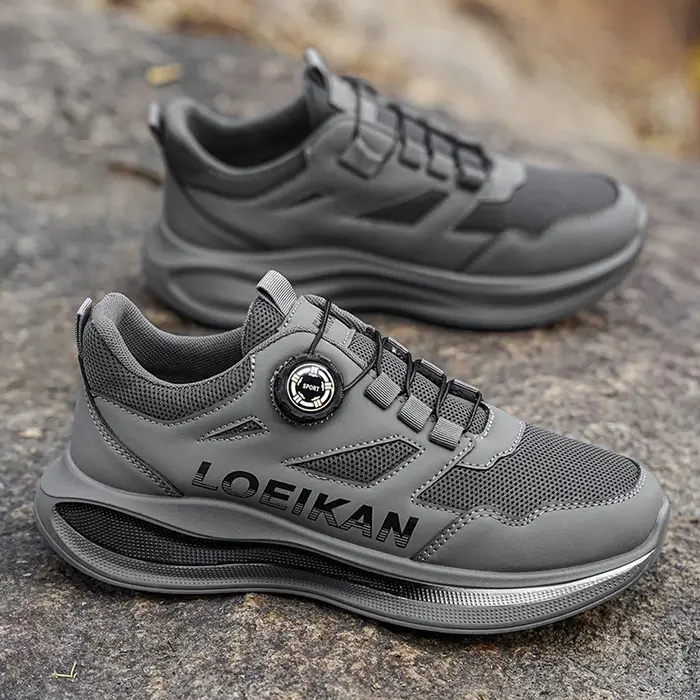LOEIKAN Chaussures de course à bouton rotatif pour hommes