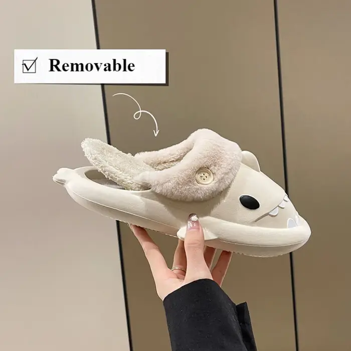 Pantoufles en coton requin pour femmes