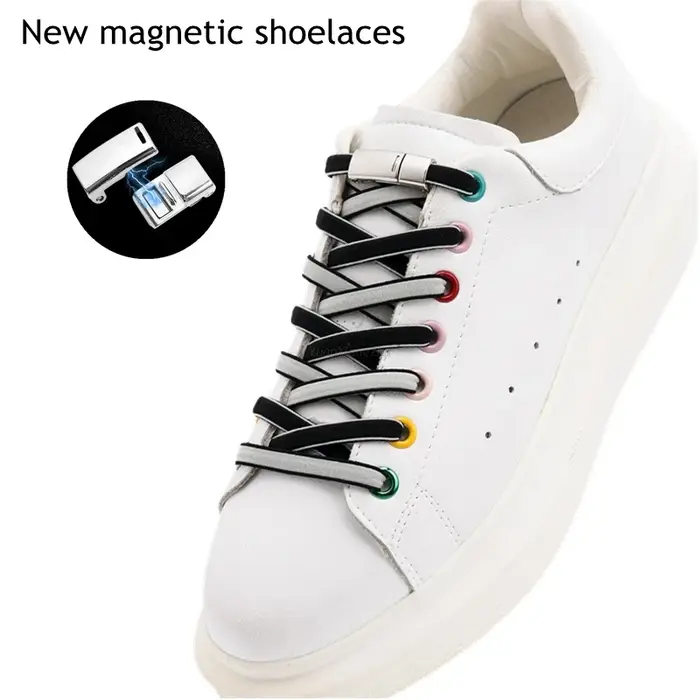 Verrou magnétique sans cravate lacets de chaussures lacets élastiques Double couleur baskets pour la