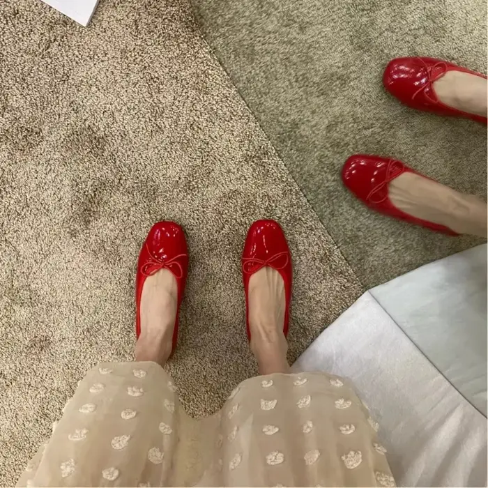 Zapatos MujerRetro Ultra-doux femmes chaussures printemps arc rouge semelle plate