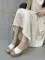 Talons noirs pantoufles été bloc chaussures compensées Sandales blanches décontracté Femme plate-for