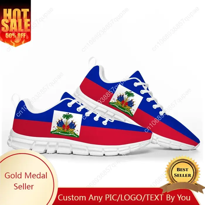 Chaussures de sport drapeau haïtien pour hommes et femmes