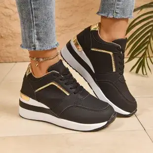Chaussures de sport décontractées pour femmes printemps automne nouveau Style maille à lacets talon