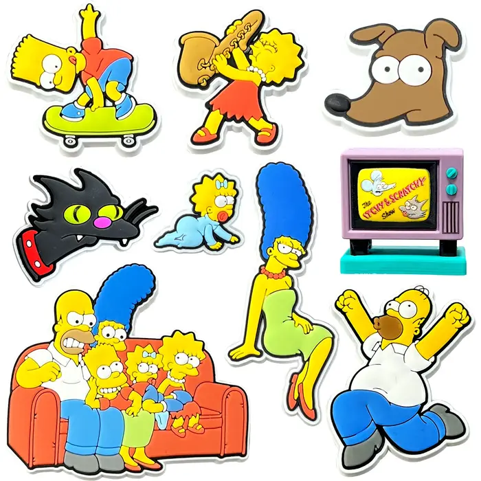 9 figurines de grande taille de la série Simpson Breloques pour chaussures en PVC