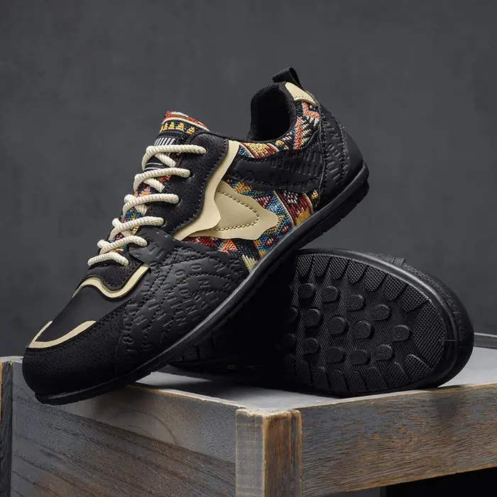 Baskets décontractées rétro pour hommes - Chaussures de marche à lacets à motif ethnique LOEIKAN