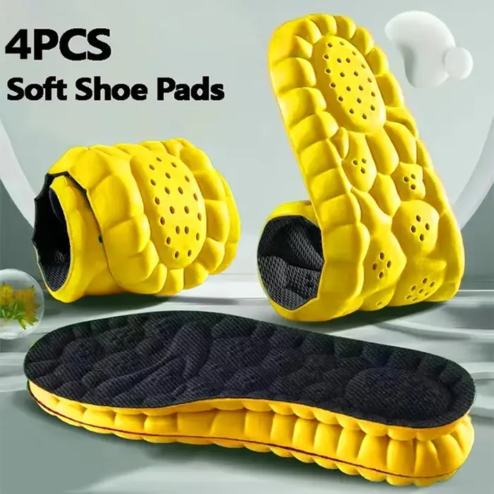 1/2 paire de semelles intérieures de sport 4D, semelle en PU, douces, respirantes, absorption des chocs, soutien robuste, soulagement de la douleur, course à pied, orthopédiques