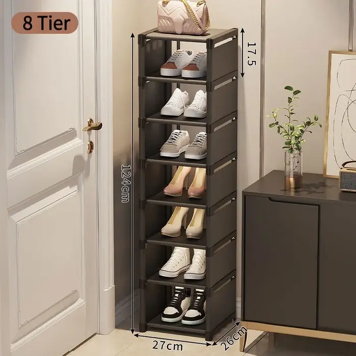 Organisateur de rangement pour chaussures multicouche à 8 niveaux, robuste, en métal et tissu, pour 