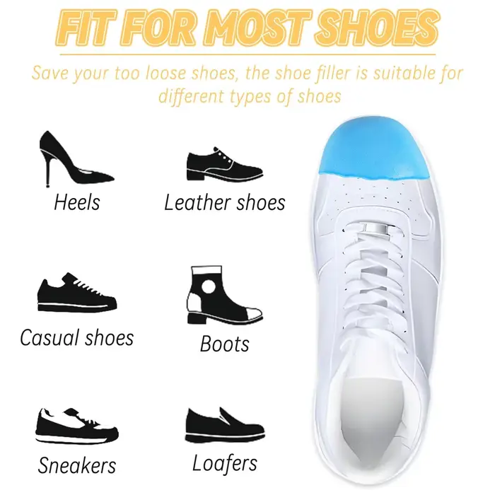 Deux paires de rembourrages pour chaussures trop grandes, inserts pour réduire la taille des chaussures, coussinets de remplissage pour les chaussures amples