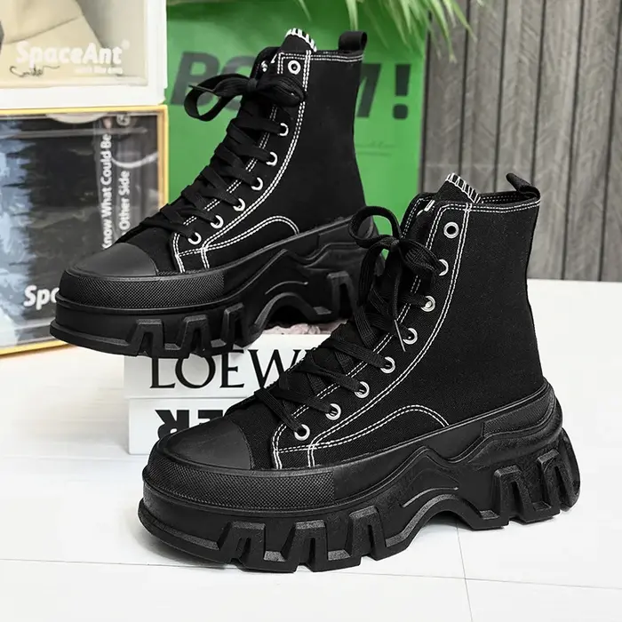 Classiques chaussures pour hommes 2025 mode haut toile baskets plate-forme