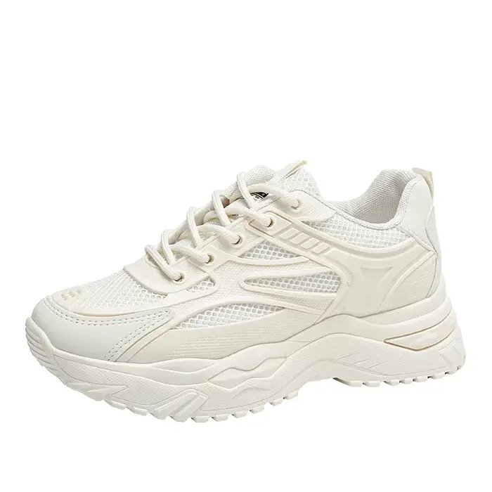Baskets blanches femmes 2025 nouvelles baskets épaisses en cuir chaussures de sport pour femmes chau