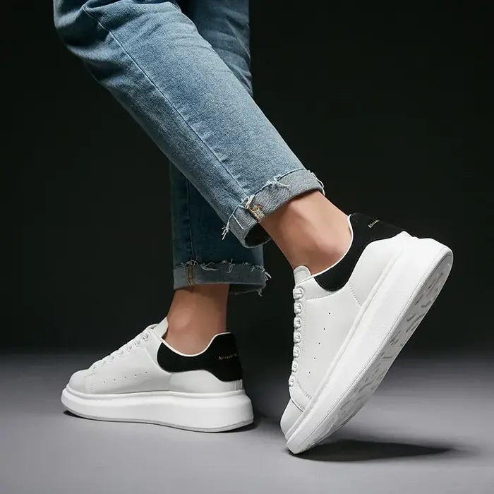 Sneakers plateforme blanches de luxe pour hommes