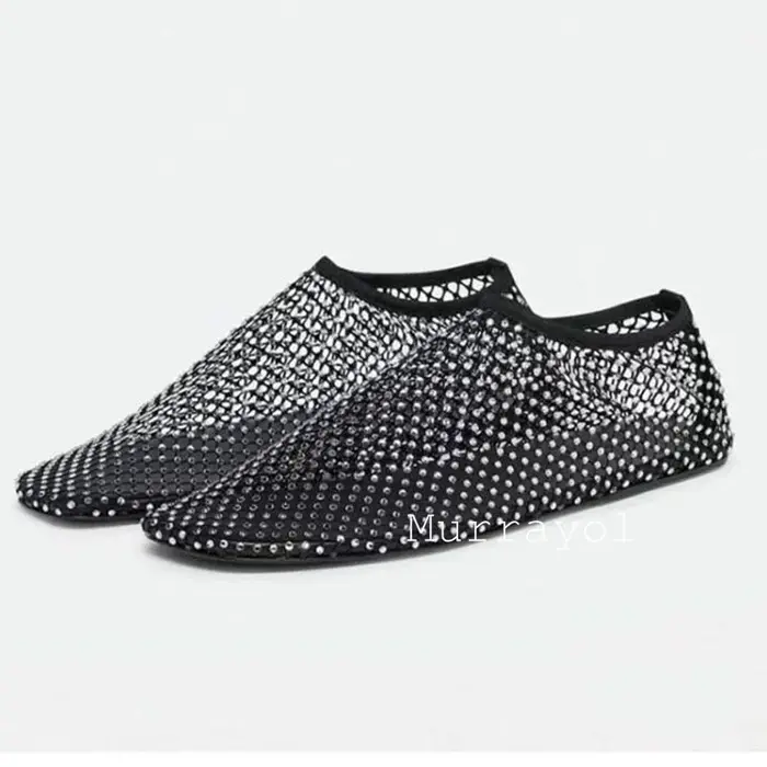 Chaussures de Ballet ajourées en maille à bout rond pour femmes