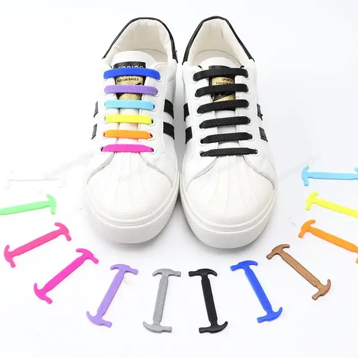 Lacets en Silicone pour chaussures, lacets élastiques pour chaussures, baskets en caoutchouc pour en