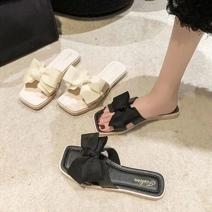 Pantoufles élégantes à semelle souple avec nœud papillon