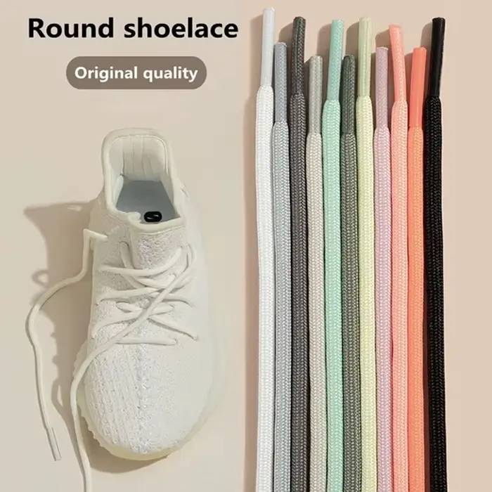 Yezy-Lacets Ronds en Polyester Blanc Cassé pour Chaussures de dehors