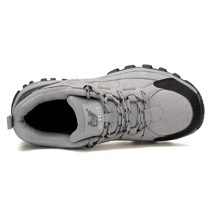 Chaussures de randonnée hiver rétro en cuir extérieur tout-terrain noir antidérapant Trail