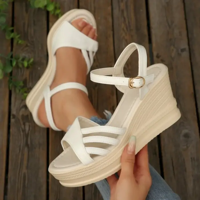 Nouvelles sandales compensées de haute qualité pour femmes 2026 – Chaussures élégantes à talon haut et plateforme ouverte pour l'été