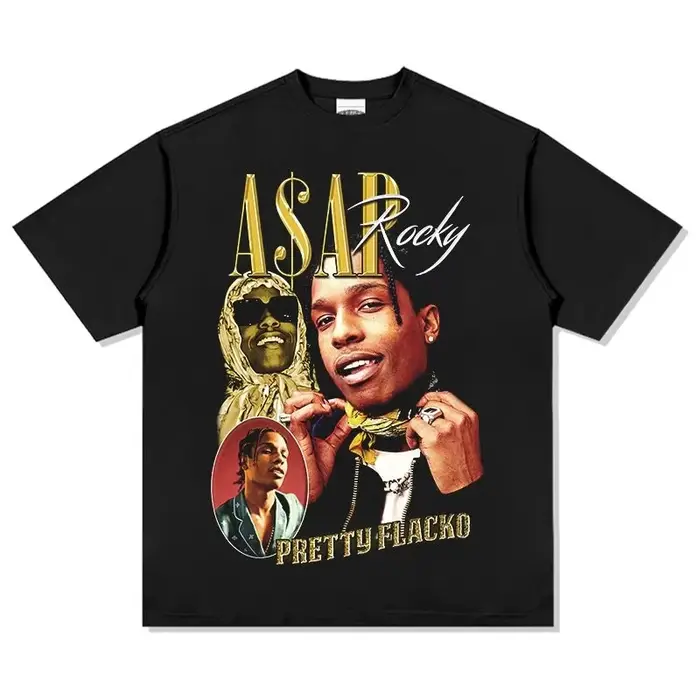 T-shirt en coton avec portrait graphique ASAP Rocky