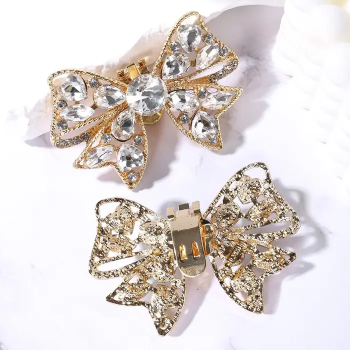 2 Pièces Boucles de Chaussures en Strass pour Mariage, Décoration Florale pour Chaussures à Talons H