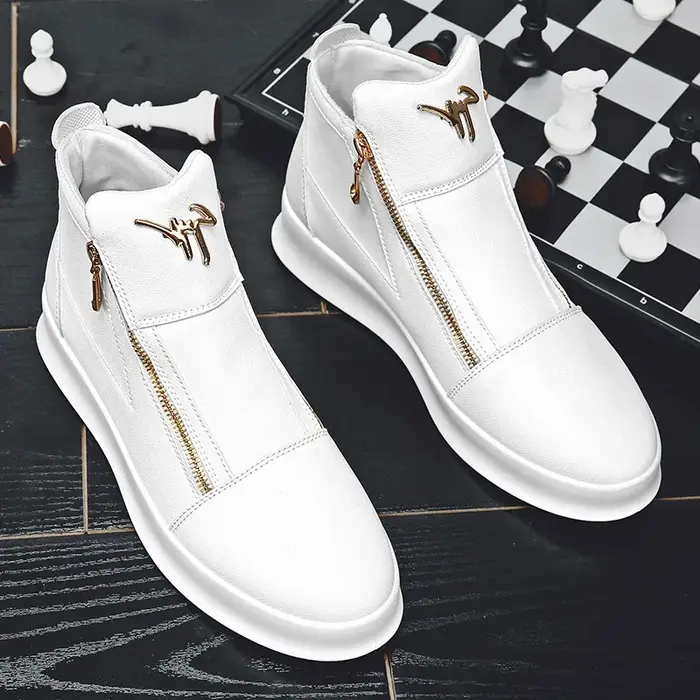 Marque de mode hommes baskets hautes offre spéciale plate-forme blanche chaussures décontractées